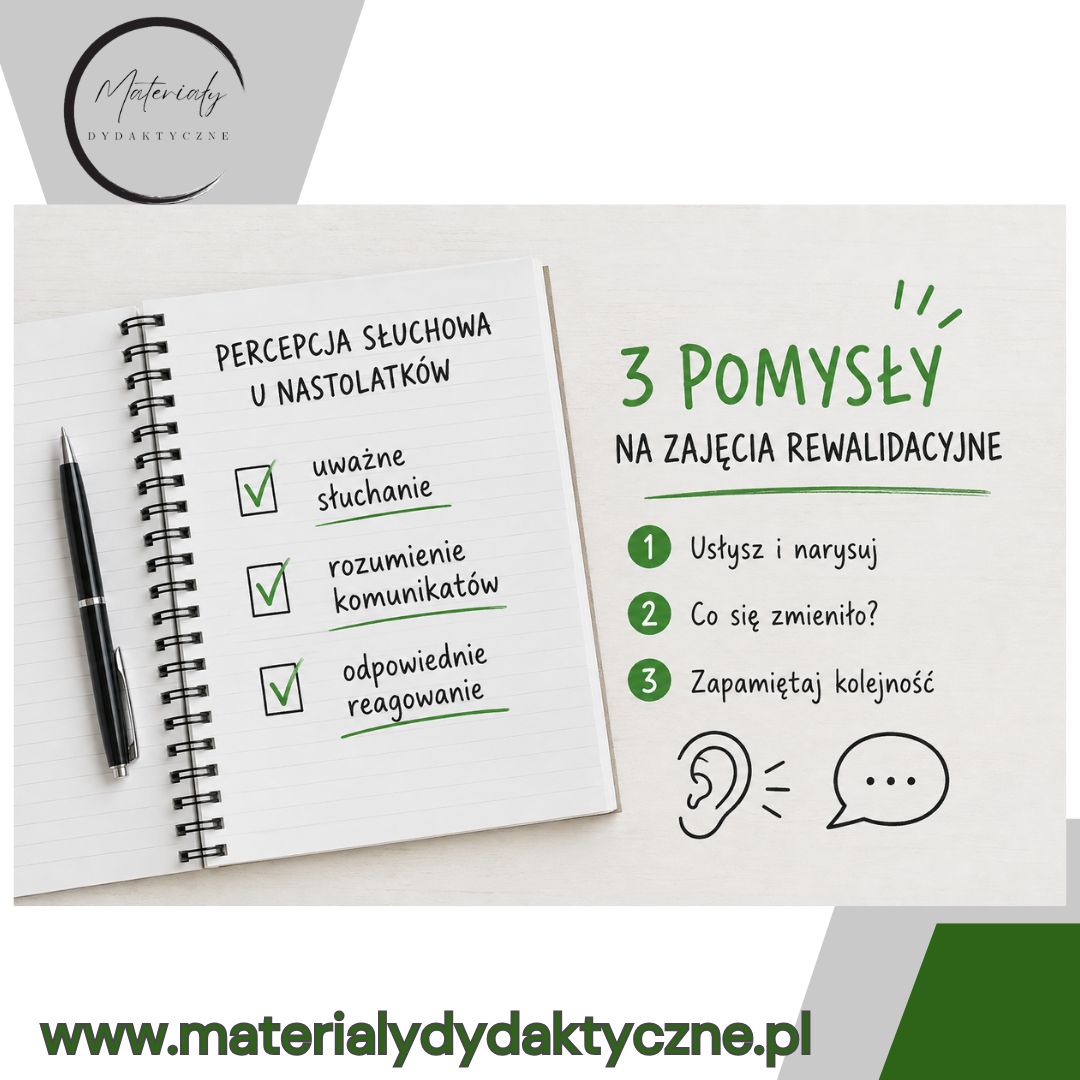 Ćwiczenia percepcji słuchowej dla nastolatków - 3 pomysły na zajęcia rewalidacyjne bez długich przygotowań materialydydaktyczne.pl