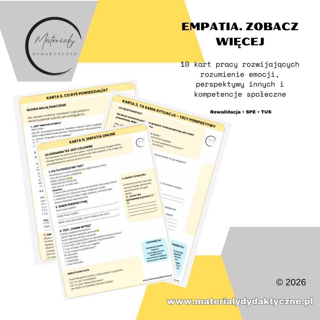 Empatia - karty pracy dla uczniów 10+ | TUS i rewalidacja (PDF) - obrazek 2