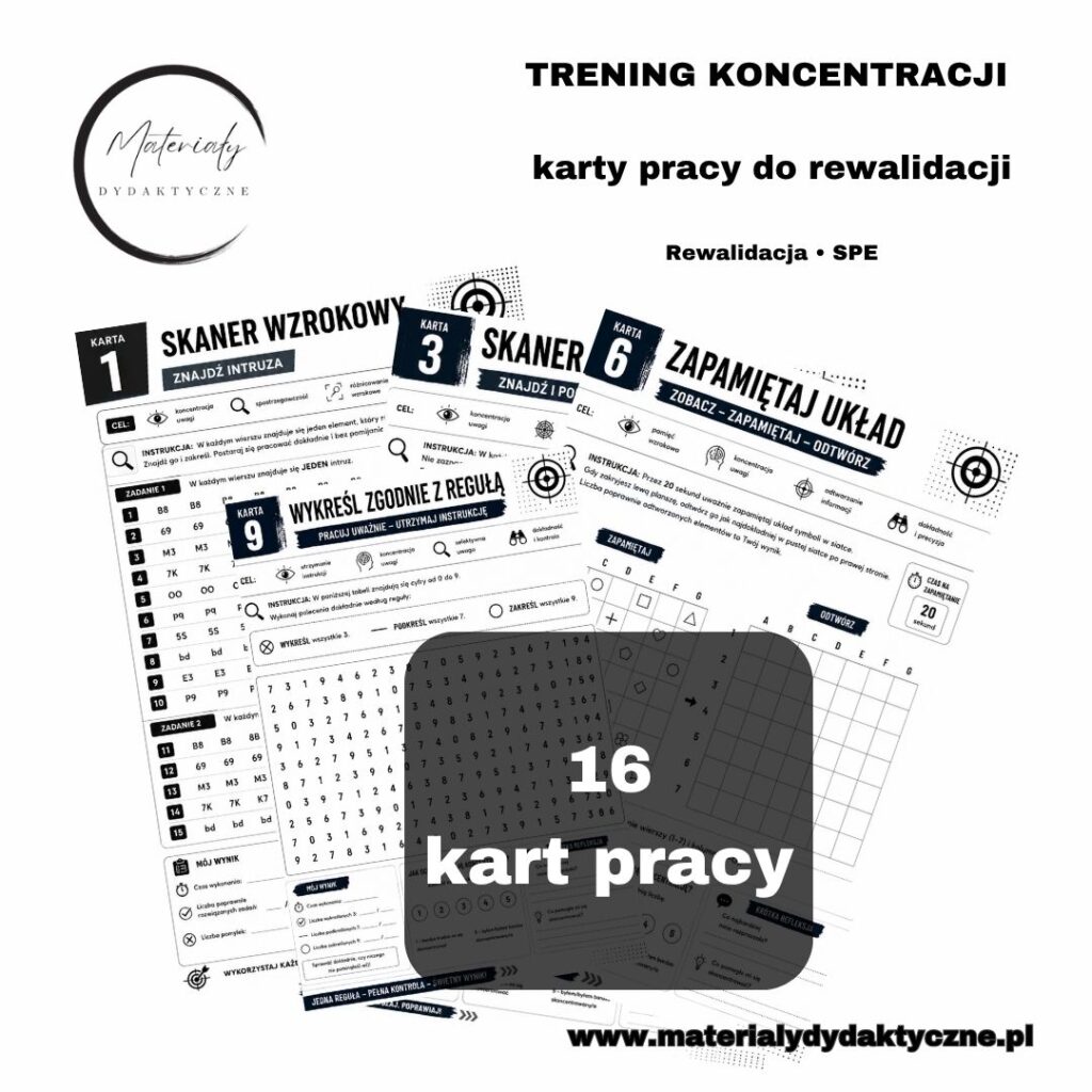 TRENING KONCENTRACJI - karty pracy do rewalidacji materialydydaktyczne.pl 1